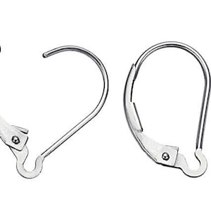 May include: A pair of silver-toned earring hooks with a lever back closure.