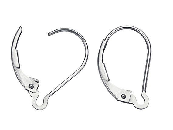 Lever Back Ear Wires 4 Pcs 2 Pairs 15.5mm Sterling Silver