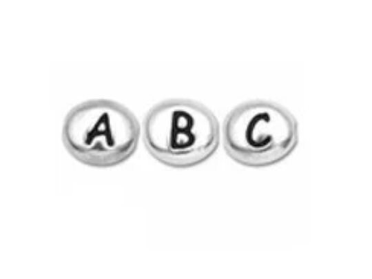 Choose your Letters and Quantity TierraCast 7x6mm Antique Rhodium Assorted  Oval Letter Beads