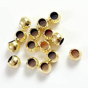 5 Pcs 6mm 14k Gold Filled Round Beads, Smooth Seamless, 3.5+mm Hole, Wholesale 14k Gold Filled beads - GB206LH