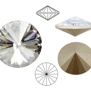 4 pcs Swarovski® 1122 Rivoli Stone Crystal Foiled 18mm, NO Hole for DIY jewelry making, 1122 Swarovski Crystal Rivoli Stones, Choose Color