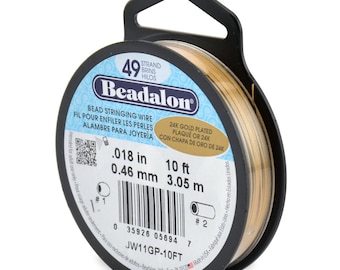 10 Feet Beadalon 49 Strand Bead Stringing Wire Bright 0.018 Inch 0.46mm, 10 ft 49 Strand Beadalon Wire 0.018" GOLD PLATED  Stainless Steel