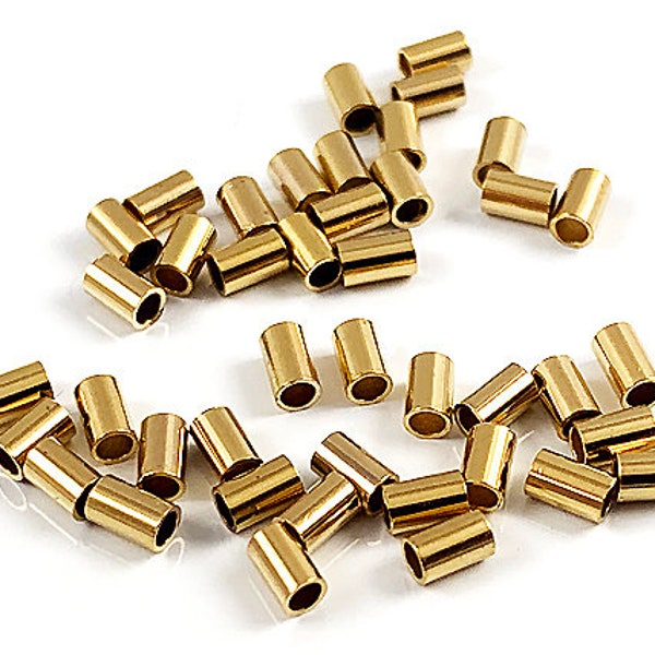 20 pc  2 x 3mm 14K Gold Filled  CRIMP Tube Beads, 14K Gold Filled Findings wholesale, Gold Crimp Tubes, Choose Quantity, Gold Crimp Tubes