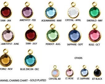 Gold plated bzl Set, Swarovski/PRECIOSA Crystal Birthstone Charms, Crystal Birthstones. Any Month -  CC6G-01