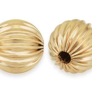 14K Gold Filled Corrugated Round Beads - srvlj