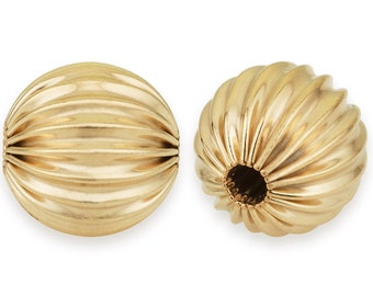 14K Gold Filled Corrugated Round beads, 3, 4, 5, 6, 8, 10mm, Wholesale 14K Gold Filled beads, Choose Bead Size GB3XX