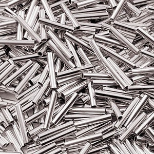 Sterling Silver Liquid Silver Tube Beads 1x6mm Smooth Seamless Tubes, 0.7mm Hole, Wholesale Sterling Silver beads, Buy Bulk and Save - SB899