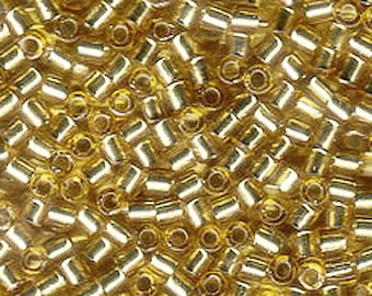 Miyuki Delica Seed Beads 8/0 Silver Lined Gold 50 Grams, Japanese Seed Beads for Jewelry Making, Size 8, 2.5mm approx, 50 Gram Pack DBL0042