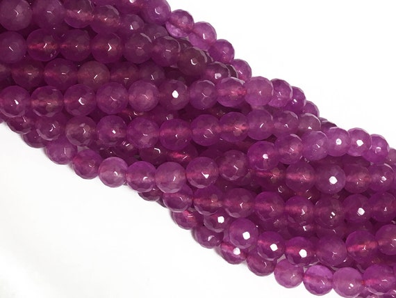 8mm Light Purple Agate- Faceted Round Gemstone Beads 15 Inch strand Bodacious 48 Beads Purple Gemstones - SJA199
