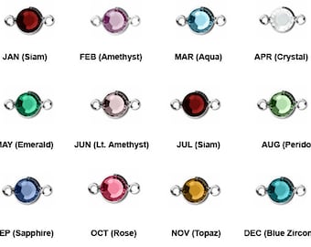 20 Swarovski/Preciosa Birthstone Links Sterling Silver Plated, birthsone crystal connectors  CLK6S-20 swarovski birthstones