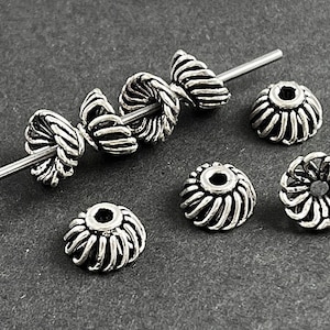 Bali Beads Cap Oxidized Antiqued Sterling Silver 2 Pcs, 925 Sterling Silver - AS704