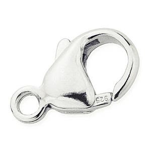 2 Pc 13mm Sterling Silver Claw Clasp Beads, Trigger Lobster Claw Clasps, Oval Trigger Clasp, Stamped 925 Sterling Silver Findings - SF136