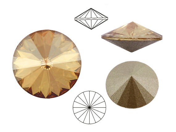 4 Pcs Swarovski® 1122 Rivoli Stone Crystal Foiled 14mm, NO Hole