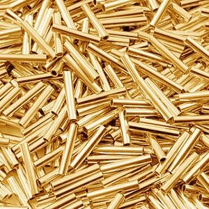 50 pc 14k Gold Filled Liquid Gold Tube Beads 1x6mm Smooth Seamless Tubes, 0.75mm Hole, Wholesale Gold Filled beads, Buy Bulk and Save