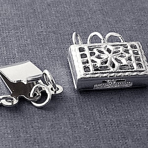 1 pc 8x10mm 3 strand Silver Clasp, Rectangle 3-Strand Clasp, Stamped 925 Sterling Silver Findings, Push Pull Clasp, Box Clasp - SF131-3-1P