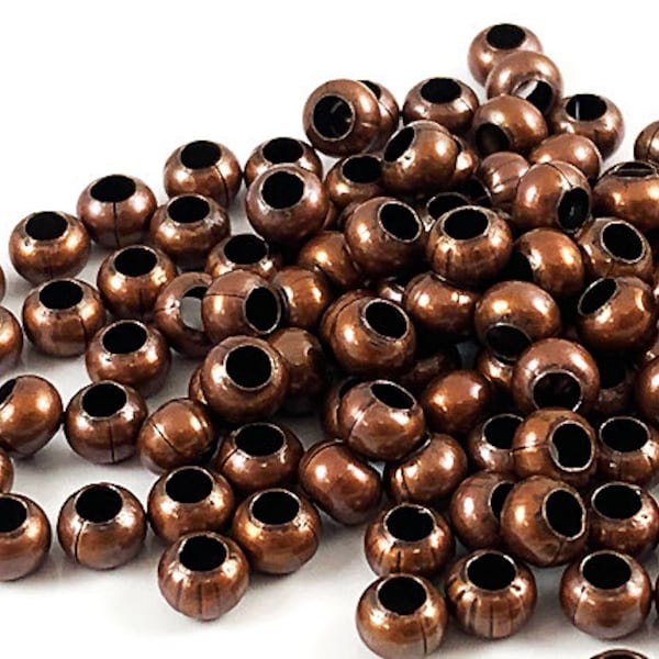 6/0 Antique Copper Seed Beads Approx. 30 grams, 6/0 Metal Seed Beads 30 gm Tube, 4mm diameter with 1.5mm hole - MT6-COPANT-TB