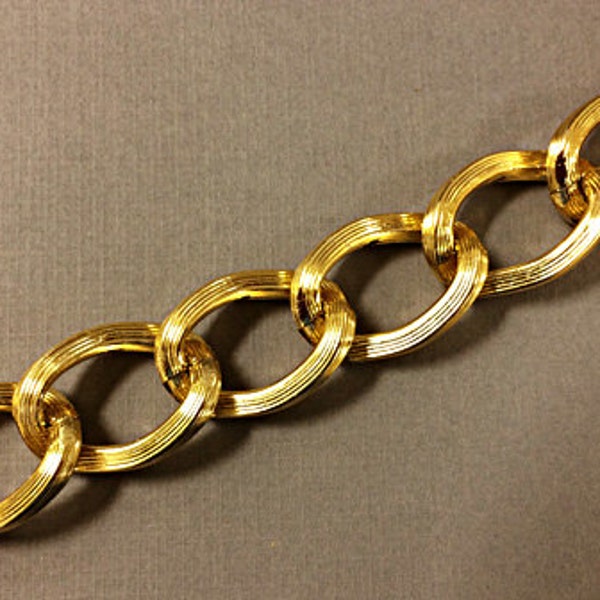 3 Feet Large Chunky Gold Chain, Curb link chain, Light Weight Aluminium , 29mm x 21mm, Large Gold Link Curb Chain - Ch213 Non Returnable