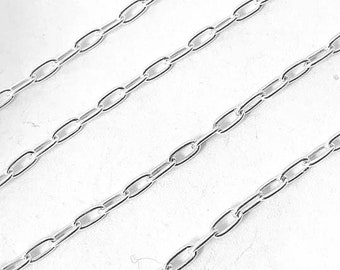 Sterling Silver 4.6mm Long oval cable chain, 4.6mm x 2.3mm, delicate Paper clip Chain 060, Bulk Spool sterling silver By Foot choose qty