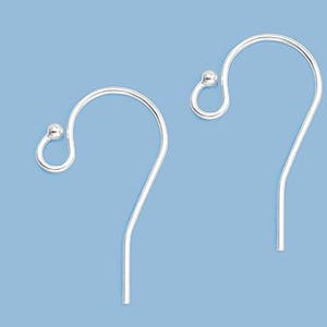 May include: Two silver earring hooks with a small ball at the top of the hook.
