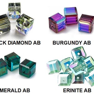 6 pcs Swarovski® 5601 Faceted Cube Beads 6mm, Swarovski Crystal Beads, 5601 Swarovski Crystal Cubes 6mm,  AB Coatings Choose Color