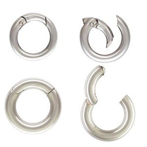 Sterling Silver Round Charm enhancer clasp for Charm Necklace, 925 Silver Hinged Ring Push Clasp, Spring Clasp Charm Holder For Necklace