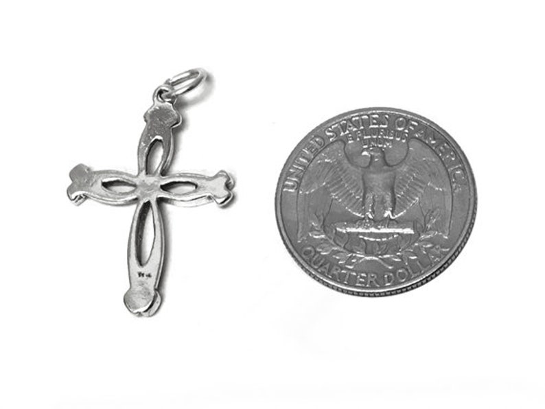 Swirl Cross Charm Sterling Silver 30mm, silver Cross Charms, Sterling Silver Charms, religious charms, Swirl Cross charms SP429 image 2