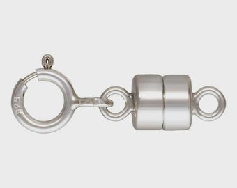 Sterling Silver Small Magnetic Clasp 4.5mm , with or without Spring Ring, Wholesale Made in USA