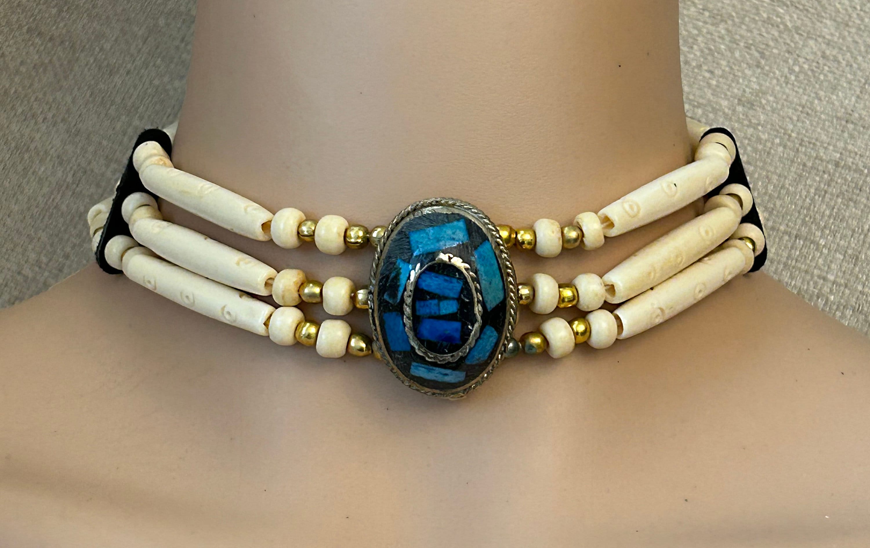 Rare Torpedo Bead Vintage Native American Navajo Crow Springs Turquoise Sterling Silver Necklace Rare Torpedo Bead Vintage Native American Navajo Crow Springs Turquoise Sterling Silver Necklace