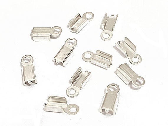 304 Stainless Steel Fold Over Cord Ends Cord Crimp End Tips Fold-Over End  Caps Leather Ribbon Ending Clasp Tips Jewelry Connector for Jewelry Making  3 x 8 mm (100 Pieces)