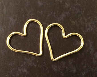 14K Gold filled Heart Charm 15.5mm, Open heart Link Connector, 19 Gauge, weddings, bridesmaid, valentine Choose Quantity 1, 2, 5 or 10 Pcs