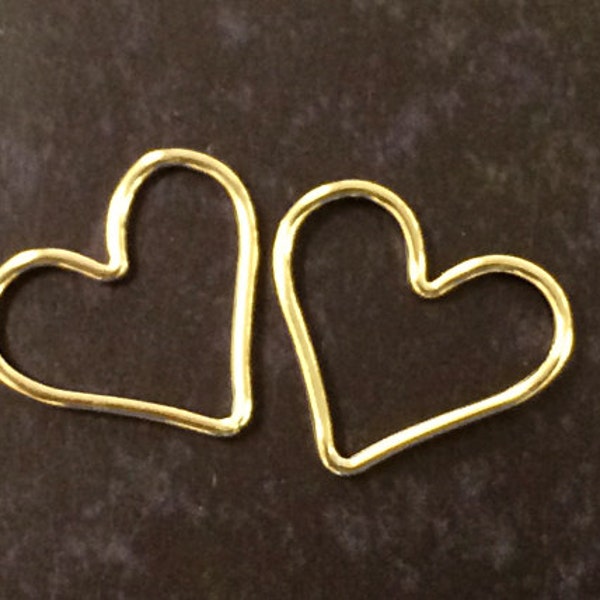 14K Gold filled Heart Charm 15.5mm, Open heart Link Connector, 19 Gauge, weddings, bridesmaid, valentine Choose Quantity 1, 2, 5 or 10 Pcs