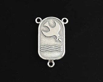 Peace Dove Rosary Center connector Sterling Silver 24mm, silver rosary center, Sterling Silver Charms, Religious Charm, Dove Charm - SP703