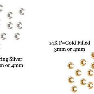 3, 3.5, and  4mm Crimp Covers Sterling Silver & 14kt Gold Filled - Crimping Beads , Cover Beads Wholesale Bulk Crimp Covers - Made in USA