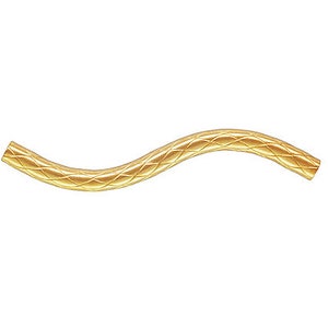 14k Gold Filled QUILTED Curved Tubes 1.5x20mm, 1.2mm Hole, 14K Gold Filled Tube Beads, Snake Pattern, Gold Curved S Tubes, Choose Quantity