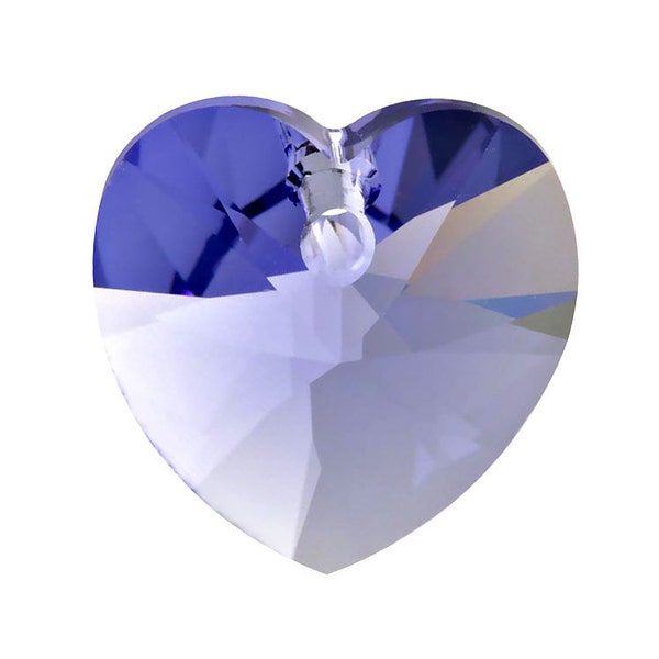 Swarovski® 6202 Heart Shape Pendant 18mm Tanzanite, 6202 Swarovski Heart Shape Crystal Pendant, Swarovski Crystal Pendants - 6202-18TANZ