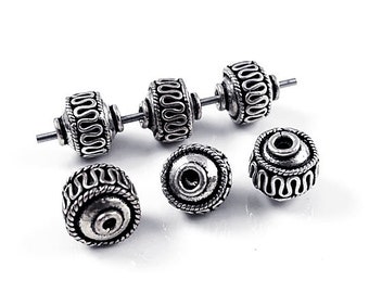 925 Sterling Silver  1 Pc Bali Sterling silver Silver Beads Antiqued 12mm, 1.5mm hole, Bali Silver bead Choose qty, Bali spacer beads