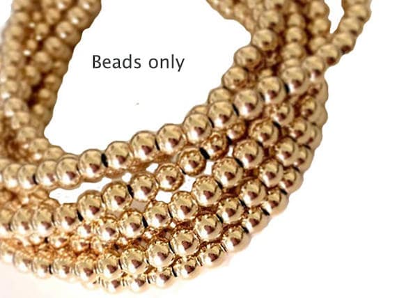 10 pc 4mm round Seamless 14K Gold filled beads, 1.15 - 1.25mm Hole, 4mm gold stretch bracelet beads, Choose Qty Wholesale - GB204M