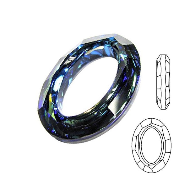 スワロフスキーララン Swarovski 4137 22mm Crystal Bermuda Blue Oval Ring Cosmic