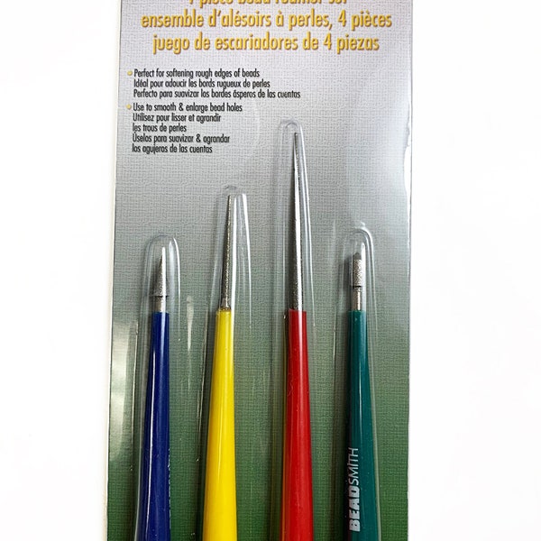 Bead Reamer Set, 4 Pc , Bead Smith Tools, Smooths and enlarges Bead Holes,  Diamond Tipped, Jewelry Making Tools - TLP-32