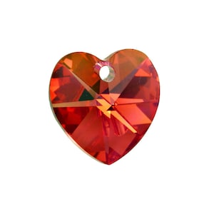 Swarovski® 6202 Heart Shape Pendant 18mm Padparadscha AB, Swarovski Heart Shape Crystal Pendant, Swarovski Crystal Pendants - 6202-18PADPab
