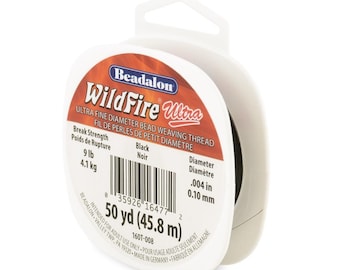 Beadalon Wildfire Ultra Braided Beading Thread 0.004inch, Break Strength 9lb. Available in Frost and Black
