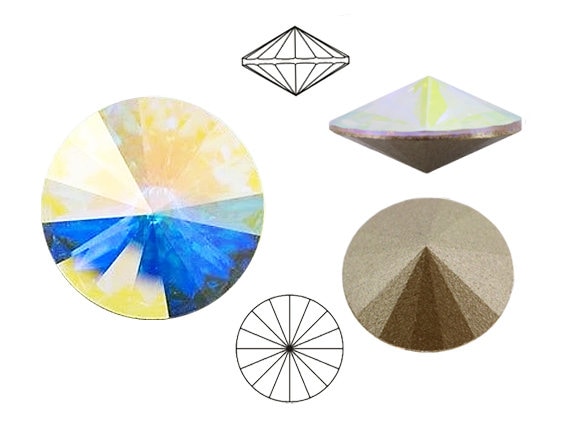 4 Pcs Swarovski® 1122 Rivoli Stone Crystal Foiled 14mm, NO Hole