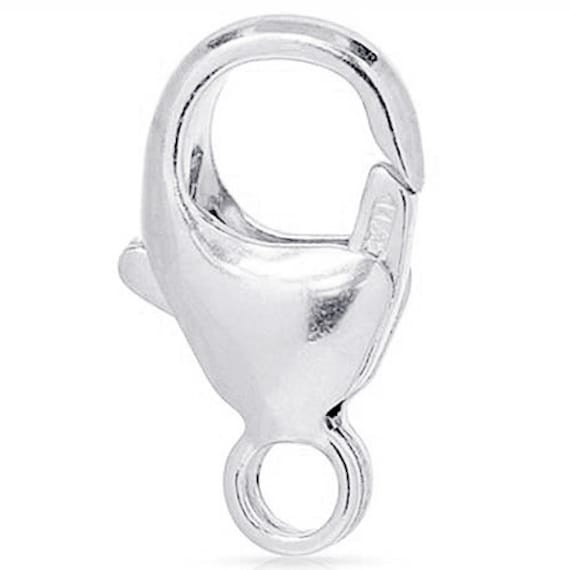14K Solid White Gold Oval Lobster Clasp With Ring 11mm 14 Karat