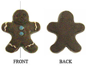 4 Pc Tiny Gingerbread Boy Beads, Hand Painted Ceramic Beads, Holiday Beads Teeny Tiny 15x11mm Peruvian Beads - CBS342