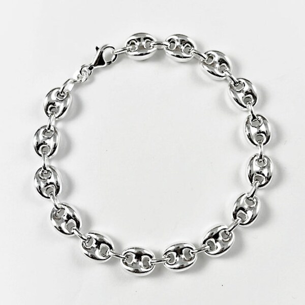 thumbnail image 2 of 8.5 Inch Men's Stainless Steel Wide 8mm Puffed Mariner Link Chain Bracelet – Silver 2 of 5
