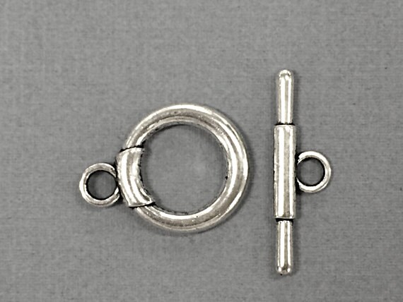 10 sets x Antiqued Silver plated ~ Twist Texture ~ 2-Strand Toggle Clasps ~ 17mm