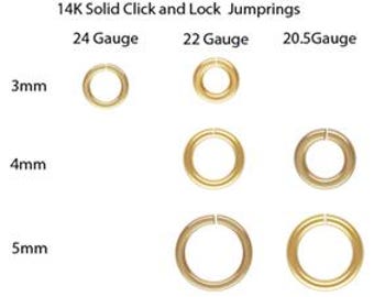 14k SOLID Yellow Gold Open Jump Rings, 14K Solid Gold Open Jump Rings, 3mm 4mm 5mm in 24 gauge, 22 gauge, 20.5 gauge Wholesale