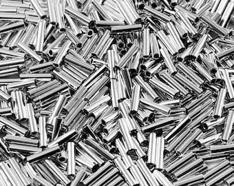 Sterling Silver Liquid Silver Tube Beads 1x4mm Smooth Seamless Tubes, 0.7mm Hole, Wholesale Sterling Silver beads, Buy Bulk and Save - SB881