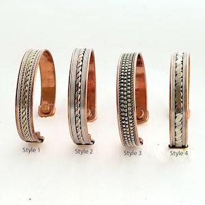 Tricolor Pure Copper Bracelets Wholesale Adjustable Magnetic Copper Therapy Bracelets Health Benefits Handmade 2.5&quot; India Choose Style & Qty