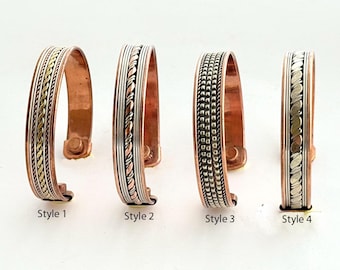Pure Copper Magnetic Bracelets for therapy Wholesale AdjustableHealth Benefits Handmade 2.5" India Choose Style & Qty